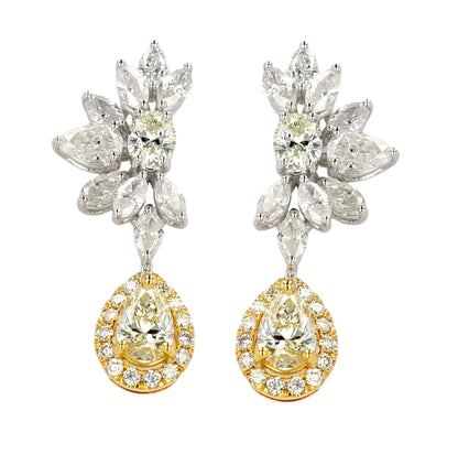 White 14k gold drop tear diamond earrings