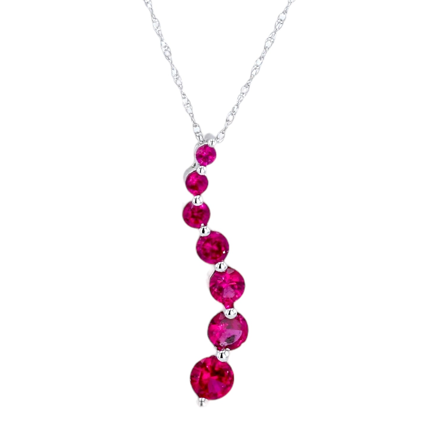 14k white gold Ruby ribbon necklace-12664