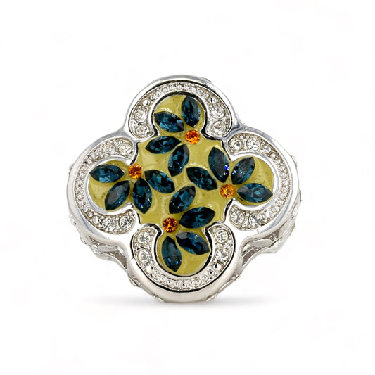 Sterling silver flower clover ring-63739