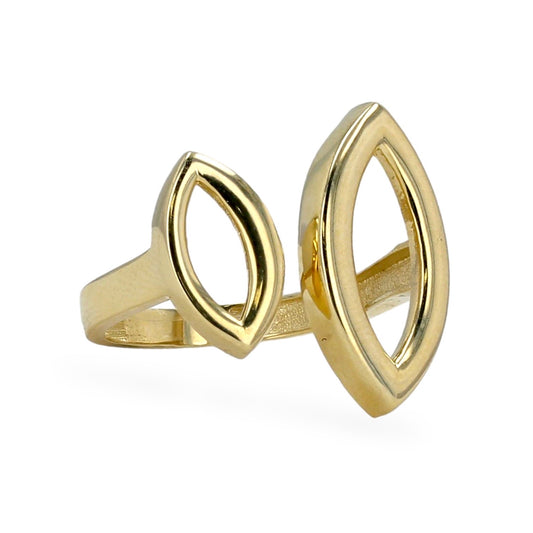 14K Yellow gold two ovals ring-226045