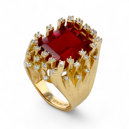 14K Yellow gold tower ruby ring-53839