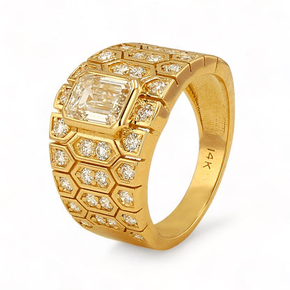 14k yellow gold 2.54Ct diamonds mamba snake skins design ring-157282