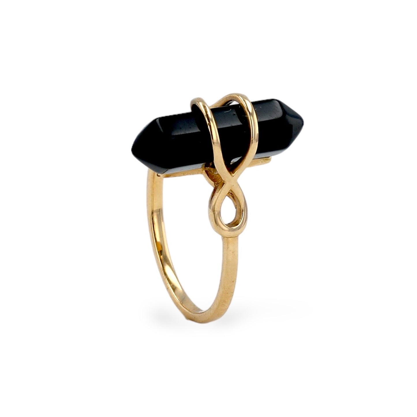 Yellow 10k gold deco onyx ring -227760