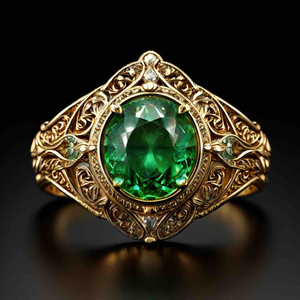 Pear emerald gold  rings