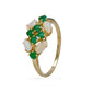 14k Yellow gold clover natural  emerald and opal ring