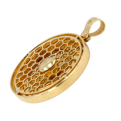 14K Yellow gold roulette spin wheel pendant-10002