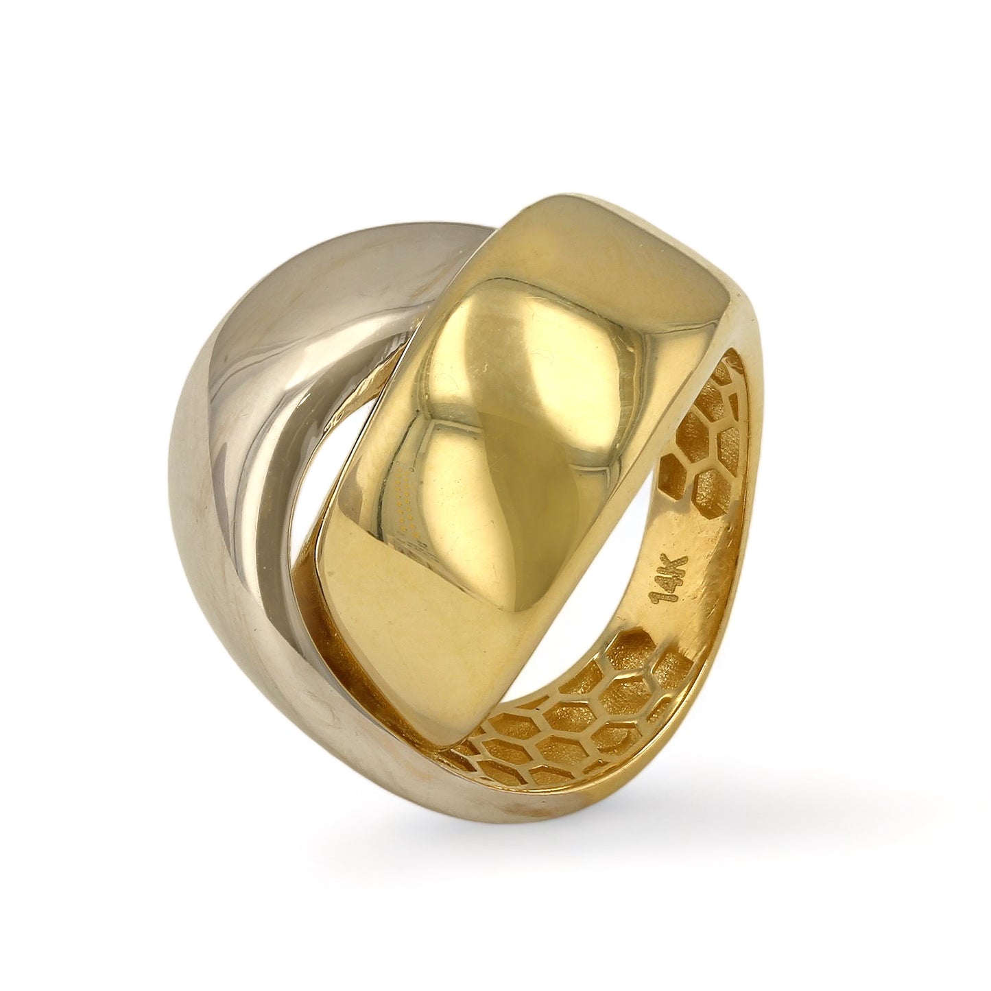 14K Yellow gold two tone bypass ring-227235