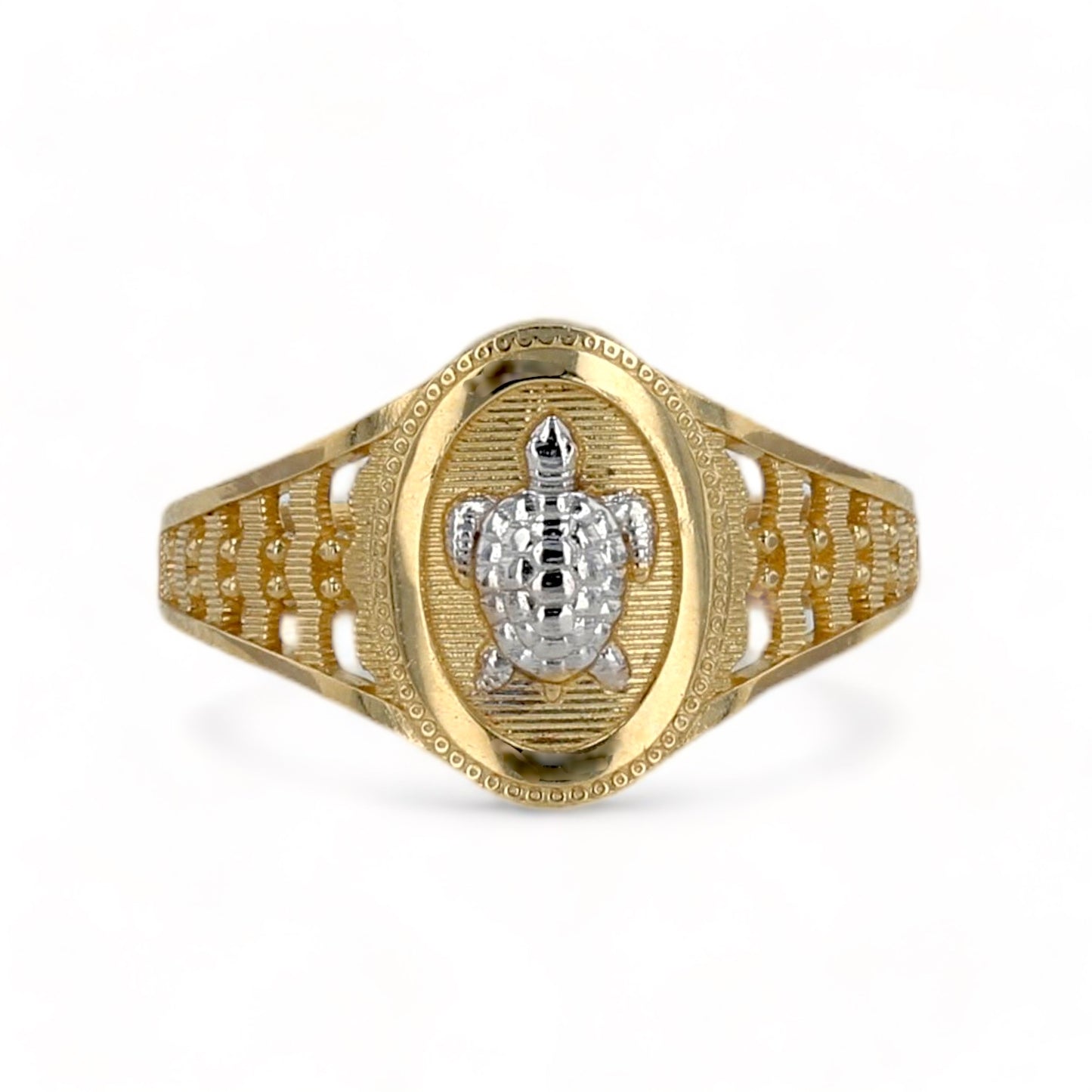 14K Yellow gold two tone turtle ring-224809