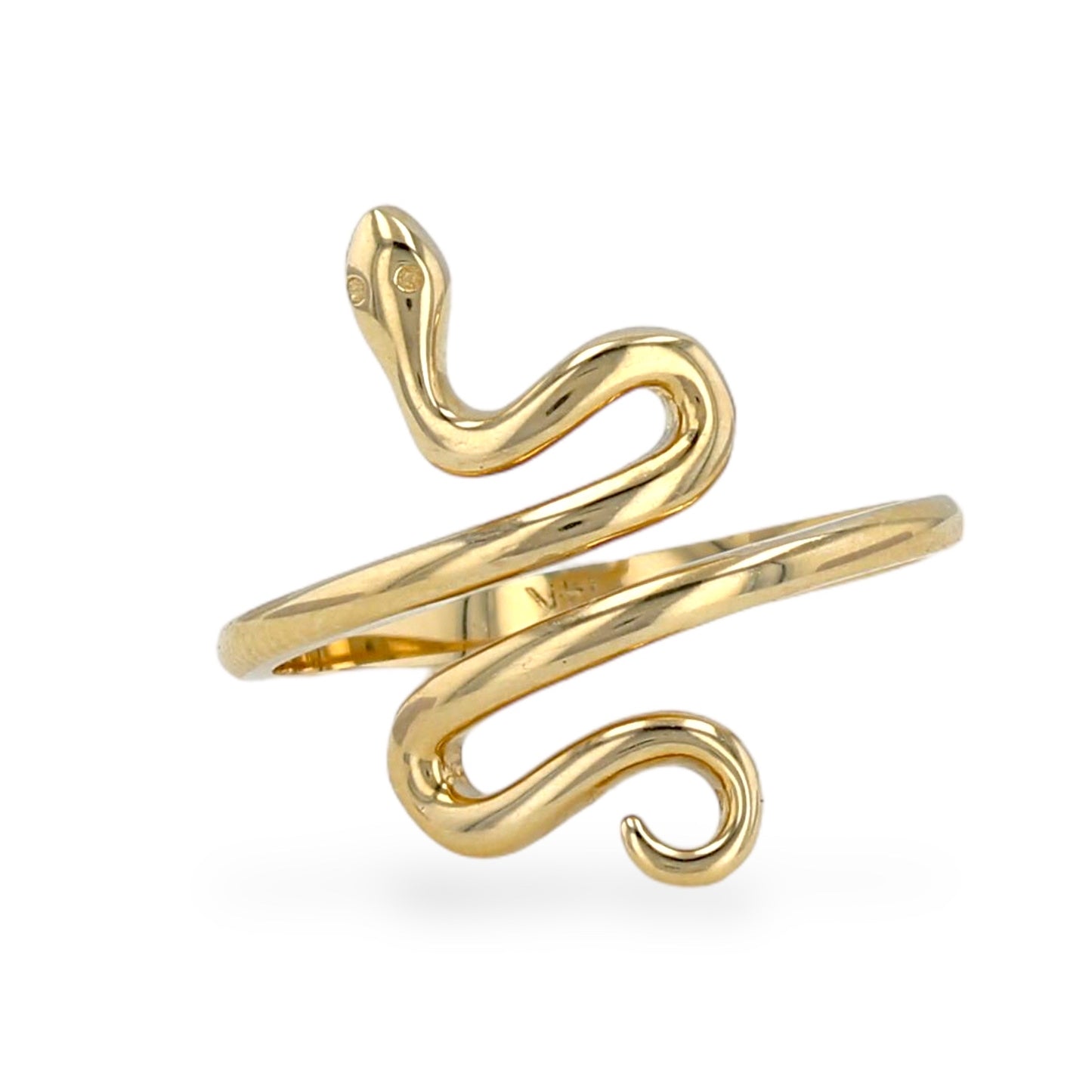 14K Yellow gold solid snake ring-V11
