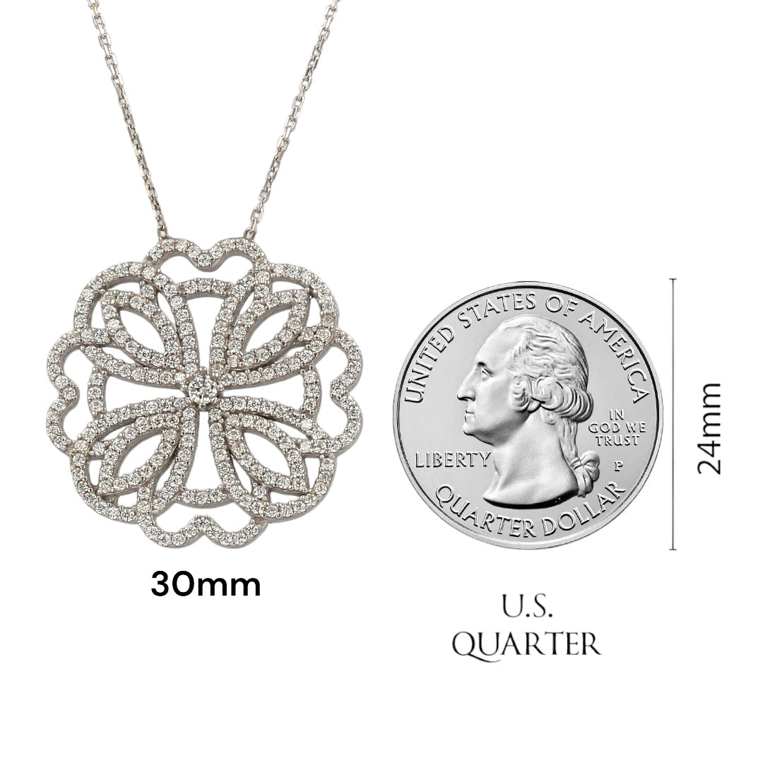 Sterling silver 925 rosette necklace-63833