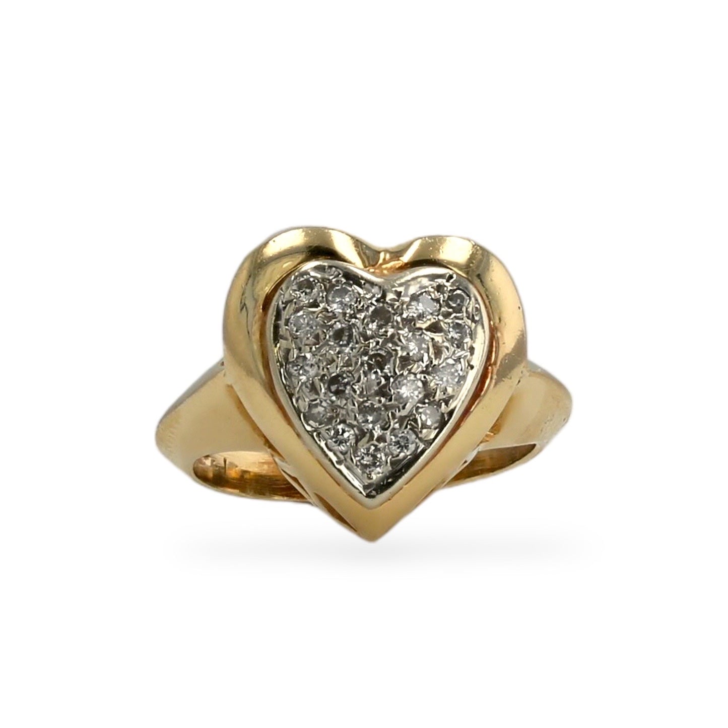 14k Yellow gold diamond heart ring-226013