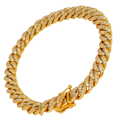 10K Yellow gold solid miami cuban link natural diamonds 4.90 CTW Bracelet-MBR3473Y
