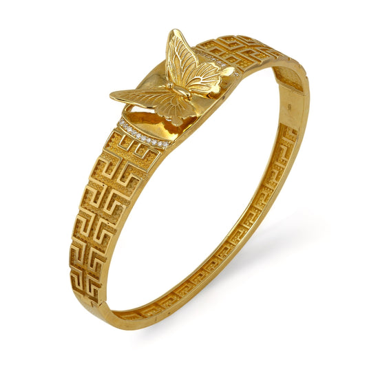 14K Yellow gold butterfly bangle-315466