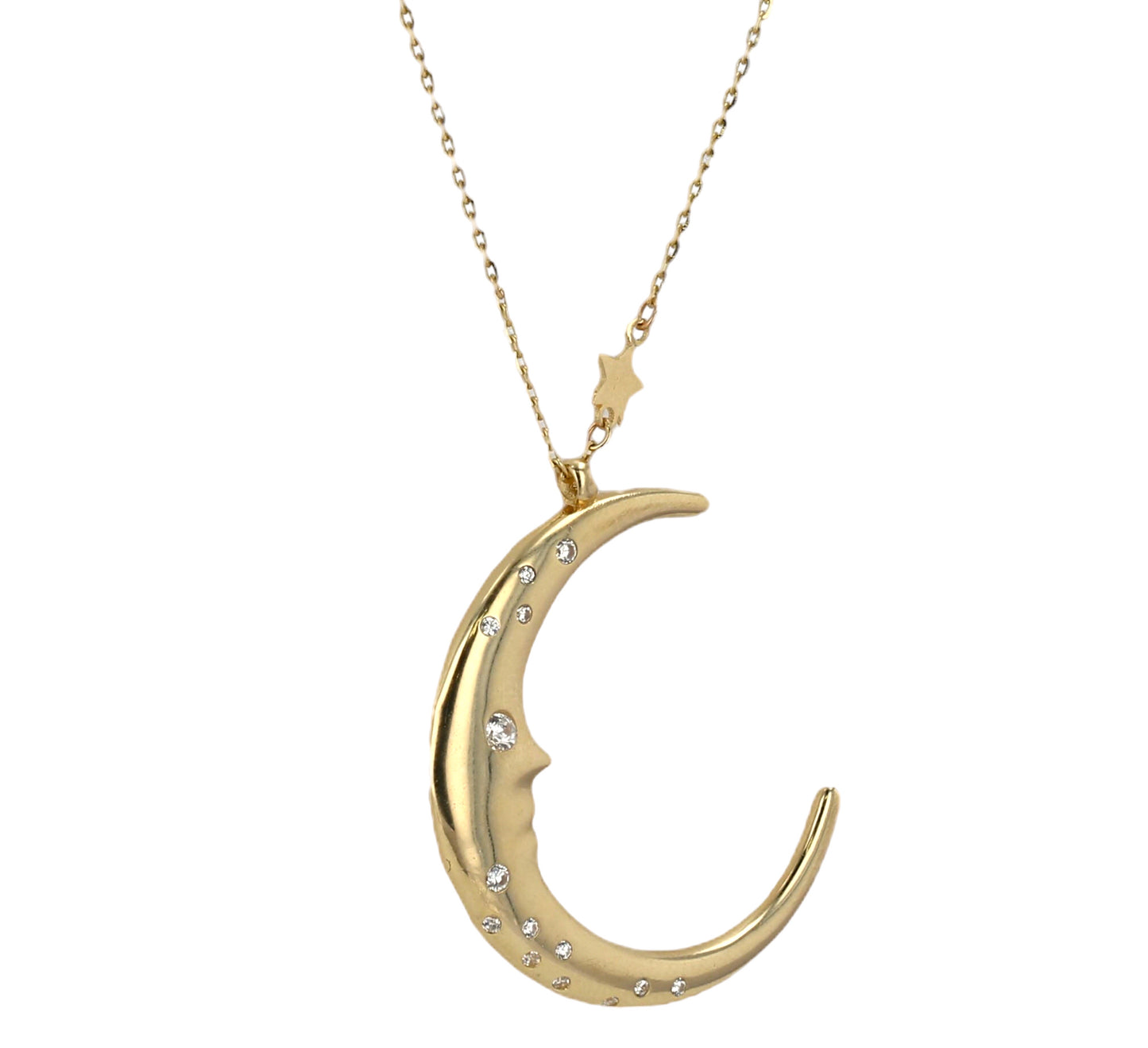 14K Yellow gold moon start Necklace