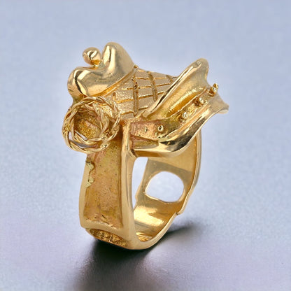 Yellow 14k gold horse seat solid ring