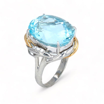 Platinum natural aquamarine 14.8CT 18k accents and diamonds-31470