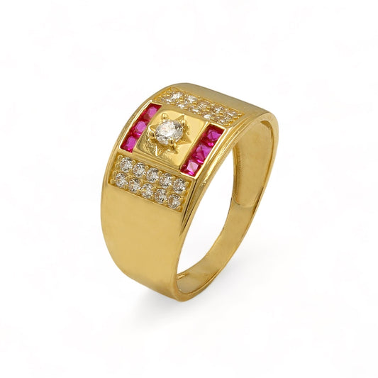 14K Yellow gold red fancy ring-227212