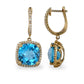 Yellow 14k gold Dangling royal topaz with diamonds earrings
