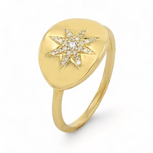 10K Yellow gold diamonds accent star constellation ring-18456