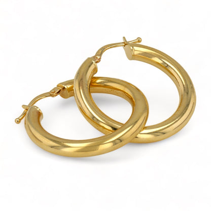 10k yellow gold round hoops earrings Italian handcrafted-227052