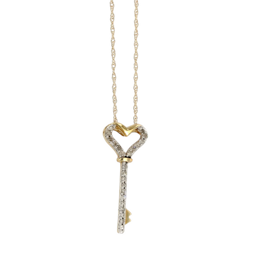 10k yellow gold key necklace-15313