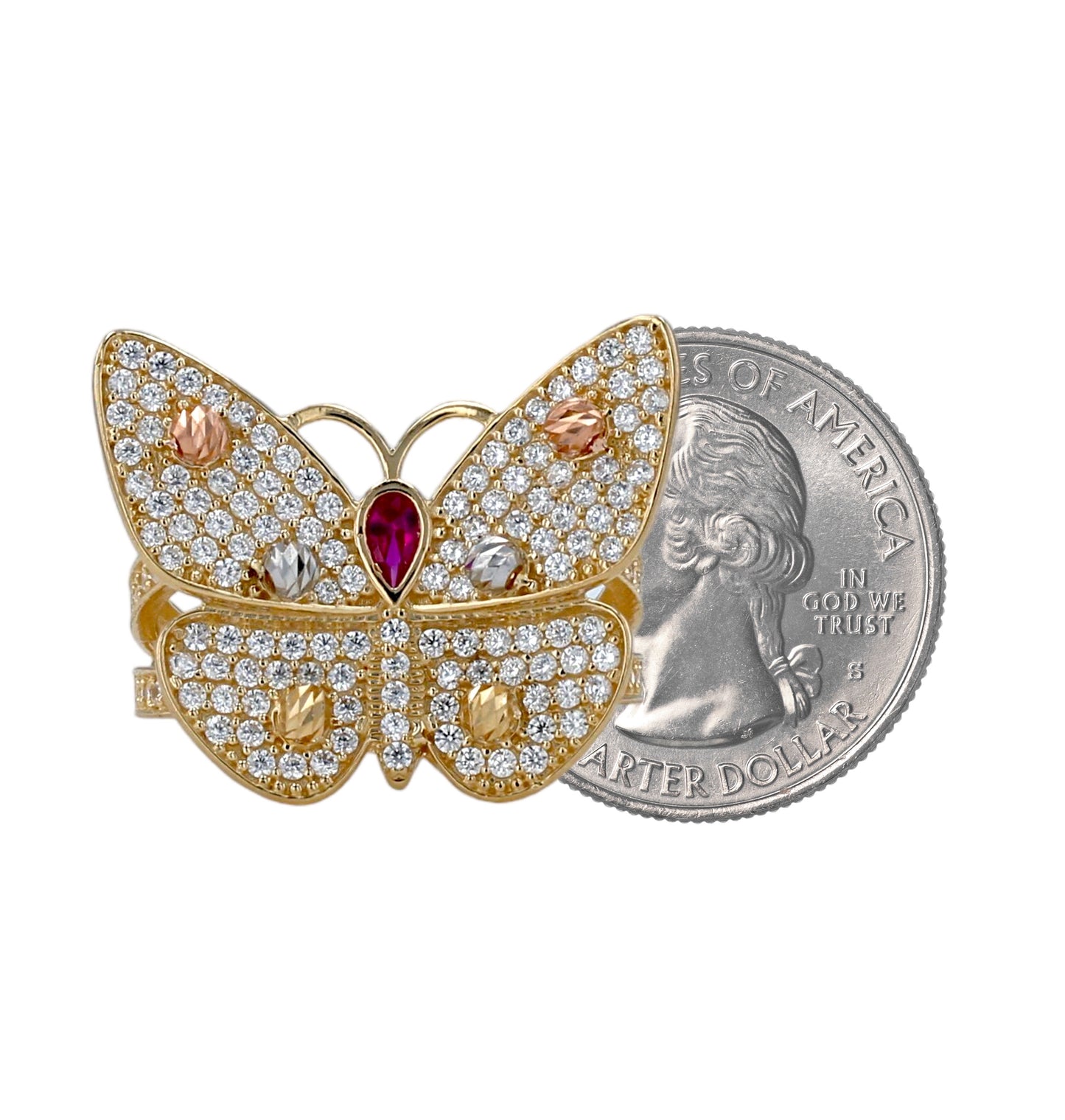 Yellow gold 14k butterfly ring