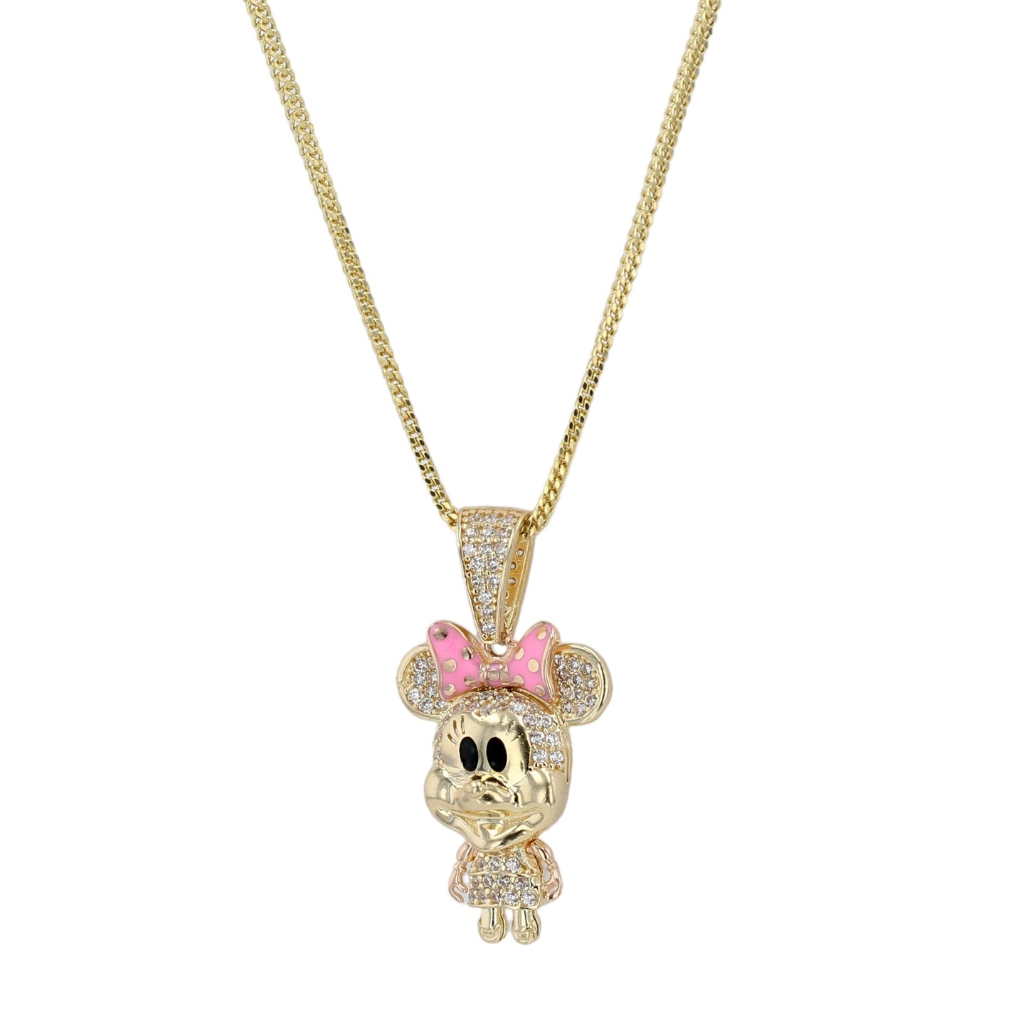 14K Yellow gold pink knot necklace-0965