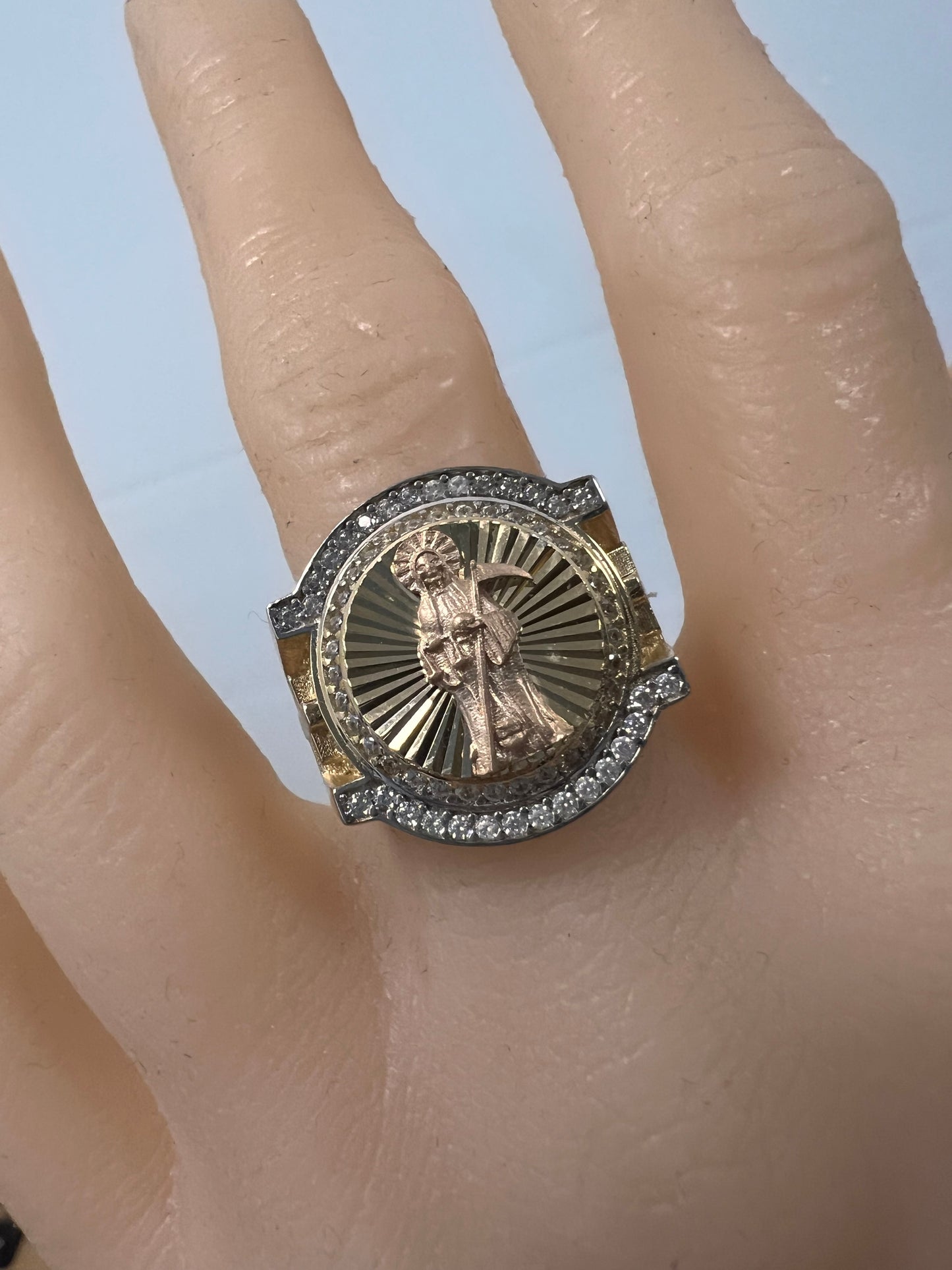 14K Yellow gold santa muerte ring-227162