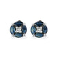 14k white gold blue sapphire rosette  earrings