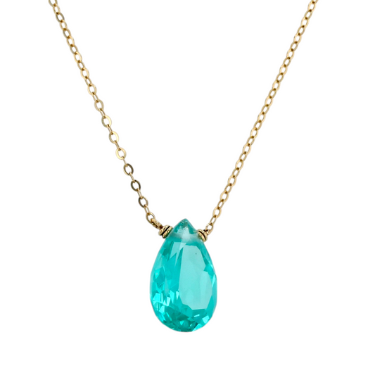 18K yellow gold paraiba drop tear pear Necklace