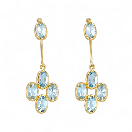 18k yellow gold dangling natural aquamarine studs-582992