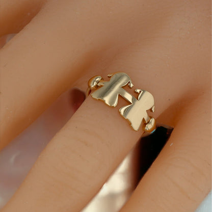 14K Yellow gold two  girl ring-207774