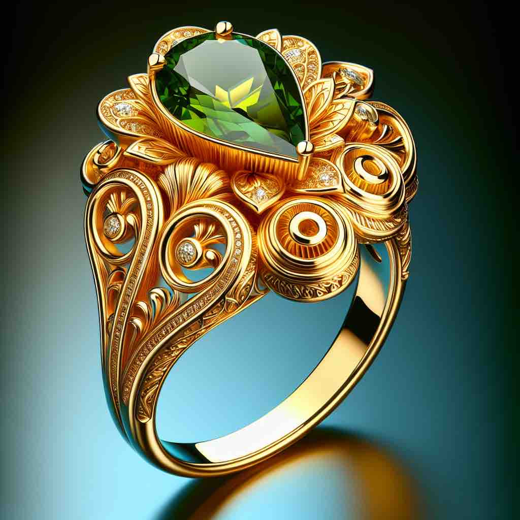 Pear emerald gold  rings