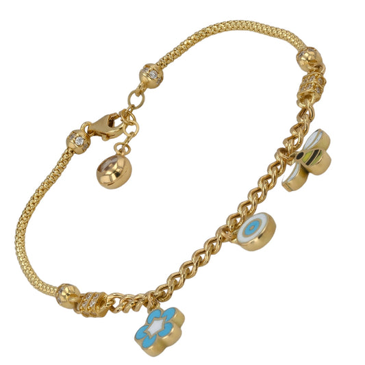 14K Yellow gold color charms bracelet -226907