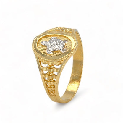 14K Yellow gold two tone turtle ring-224809