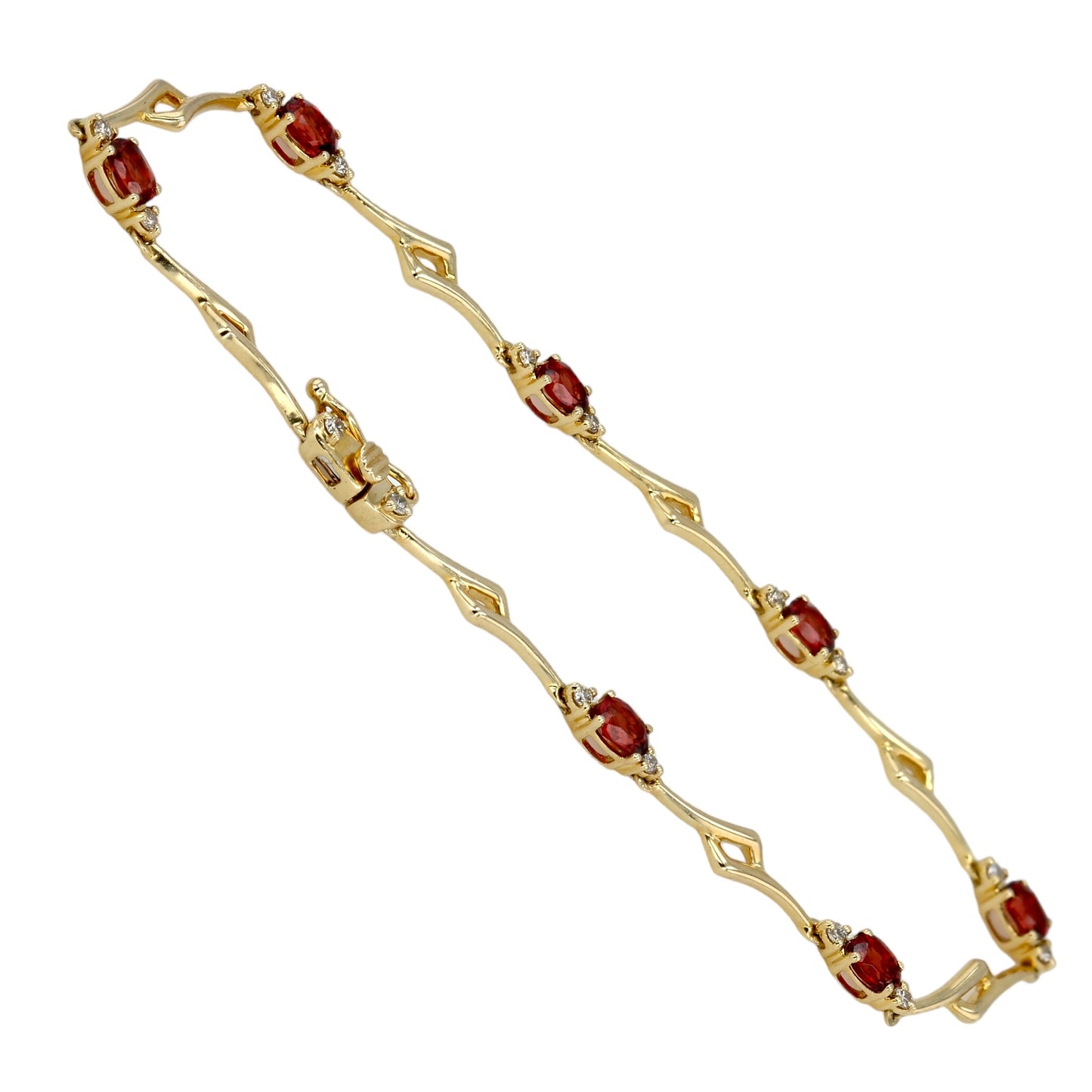 14K Yellow gold garnet bamboo bracelet-8901