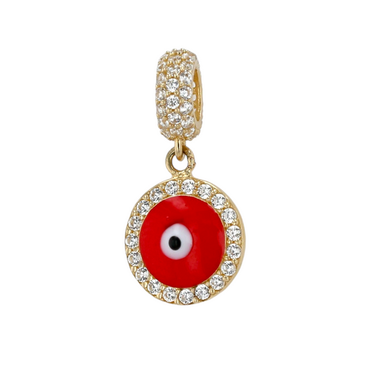 14K Yellow gold red eye charm-8802