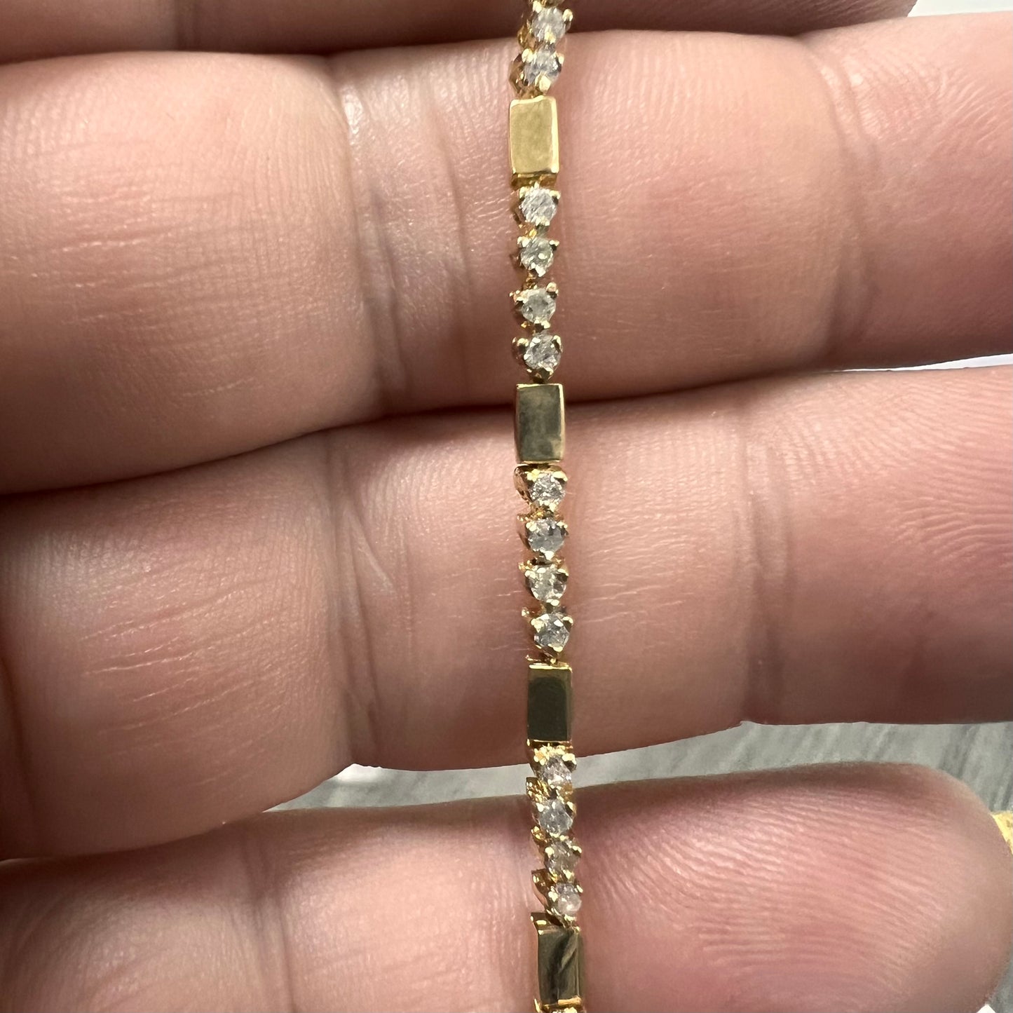 14K Yellow gold diamond 1CT natural alternate 2.5*7.5 Bracelet-12060