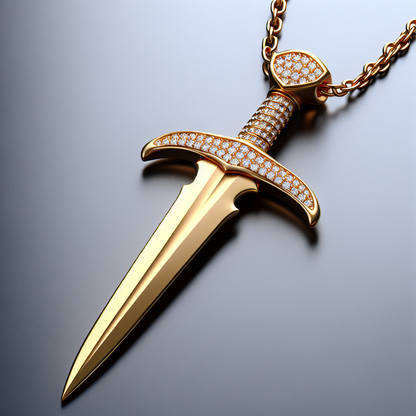 Sword gemstone yellow gold 14k