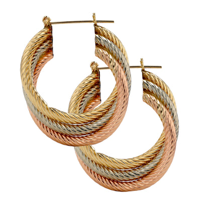 14k three color twist hoops-299304