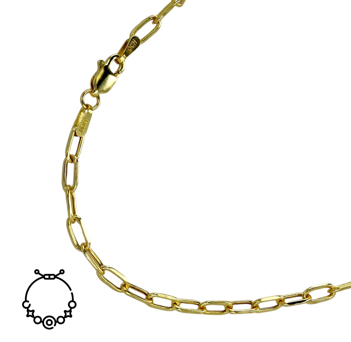 14k Yellow gold paper clip bracelet