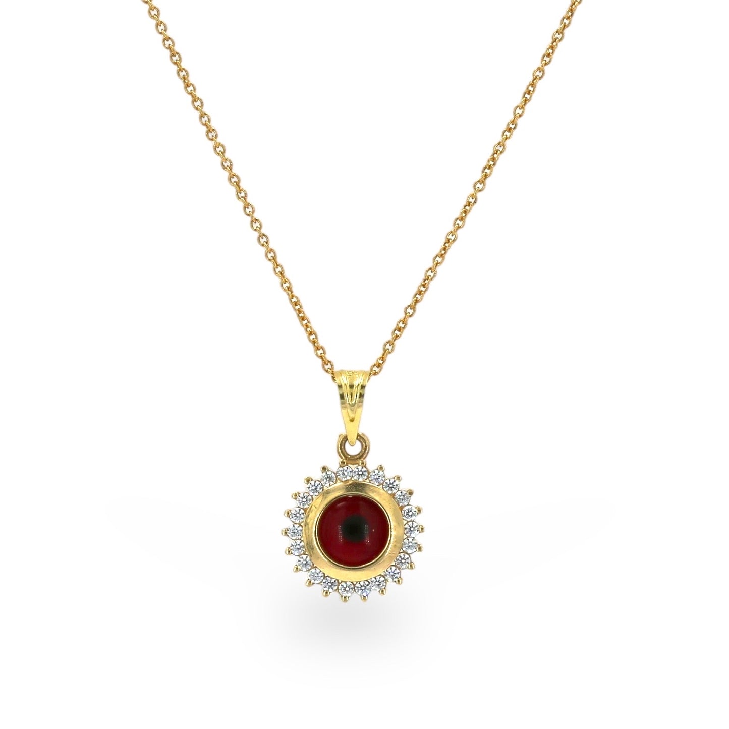 14k Yellow red eye pendant necklace-04