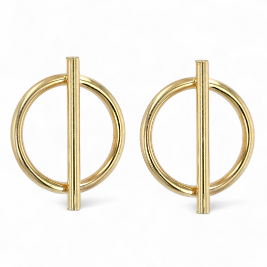 10K Yellow Gold round bar studs-10761