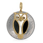 14K Yellow gold mother pearl onyx owl pendant-226059