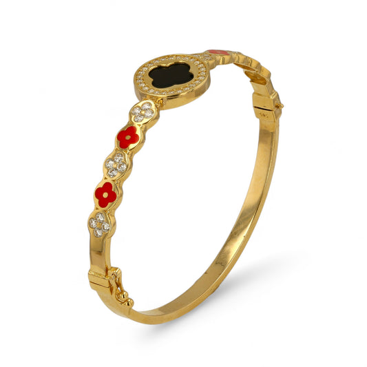 14K Yellow gold red and white color bangle-227449