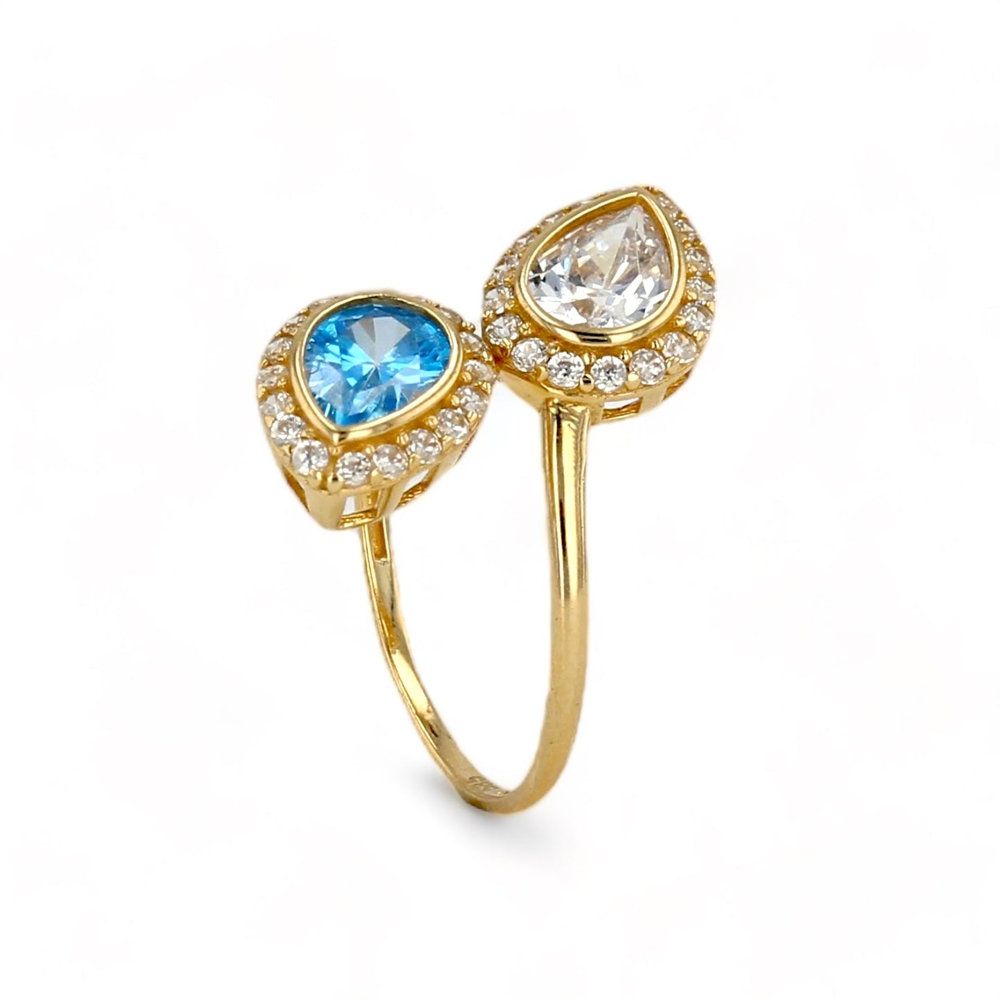 14K Yellow gold two drops ring-A34567