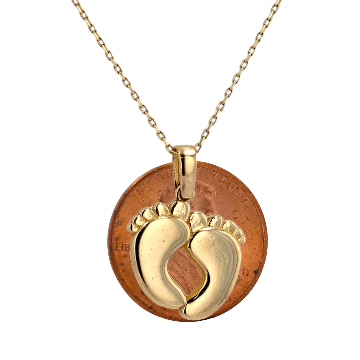 14K yellow gold foot pendant necklace-216620