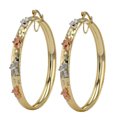 Gold 14k yellow gold hoops colors butterfly accents
