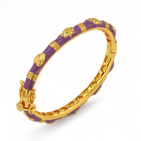 Baby purple enamel bangle 18k gold bounding handcrafted Italy-72842