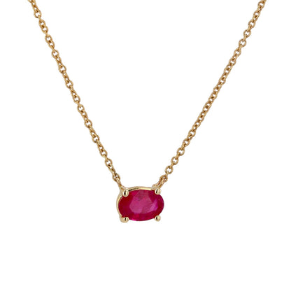 14K Yellow gold red natural ruby necklace-2347